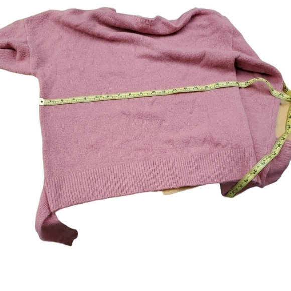 WAYF Pink Mock Neck Tie Front Pullover Sweater Medium - Picture 6 of 6